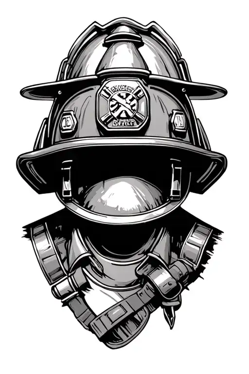 firefighter helmet resting tattoo design idea