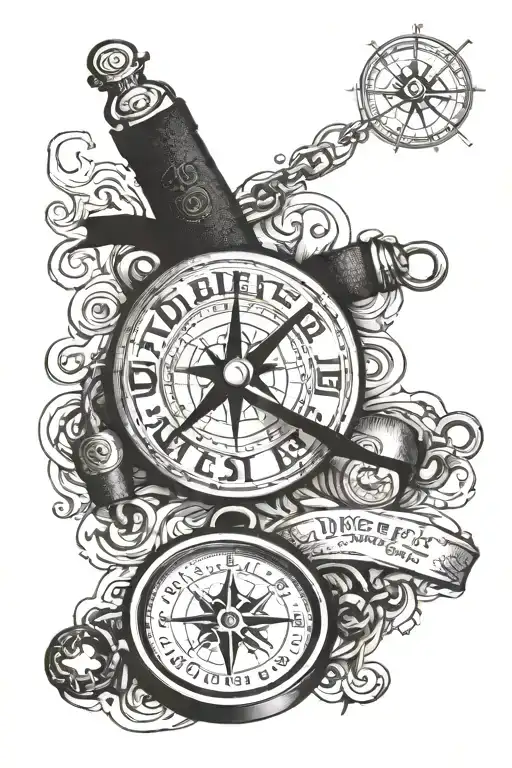 diabetes type 1 medical alert bracelet around compass tattoo design idea