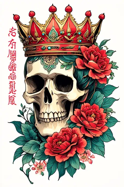 "Kiran" Crown aries skull tattoo design idea