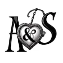 initials A & S letters with heart shaped locket tattoo design idea