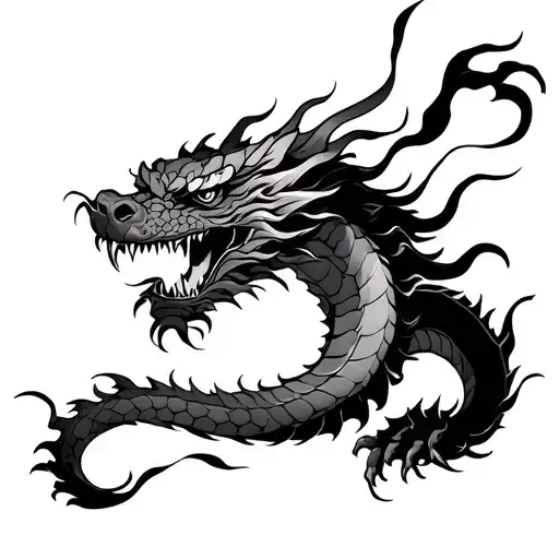 Japanese dragon wrapped around arm tattoo design idea