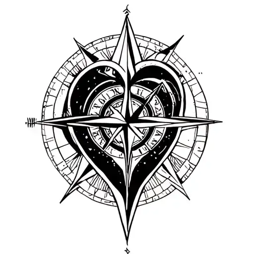 heart compass tatoo inspired tattoo design idea