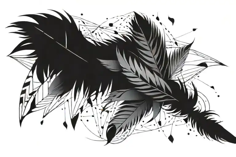 feathers falling throug space tattoo design idea