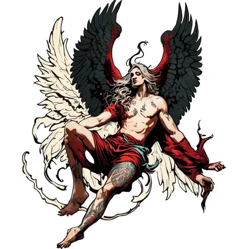 lucifer angel falling tattoo design idea