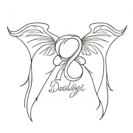 daddys angel inside bow ties him tattoo design idea