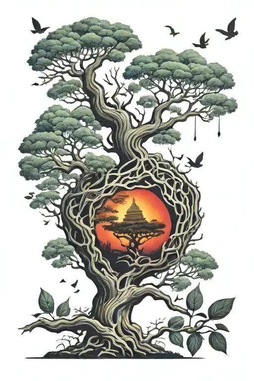 Buddhists inspi tree growing tattoo design idea