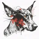 Doberman dog head tattoo design idea