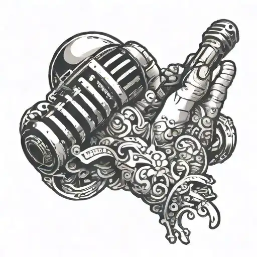 Hand holding a microphone: This could be the central element, giving it a human, energetic touch. The hand could wrap ar tattoo design idea