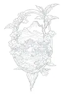 Single line tattoo inspired by Taiwan Island outline with Taiwanese and Taiwan black bear tattoo design idea