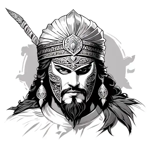 Persian Warrior in Mask tattoo design idea