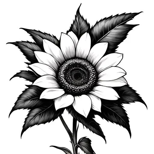 Black and white sunflower classic tattoo design idea
