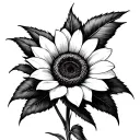 Black and white sunflower classic tattoo design idea