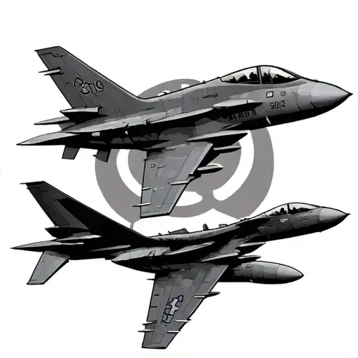B52 and F16 flying tattoo design idea