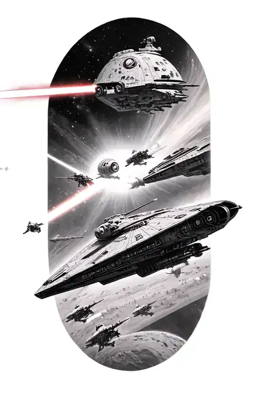 Star Wars spaceship battle scene tattoo design idea