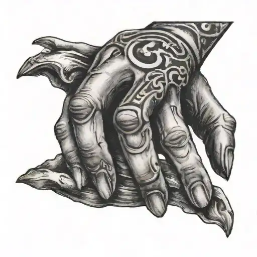 Pain on the knuckles in old english tattoo design idea