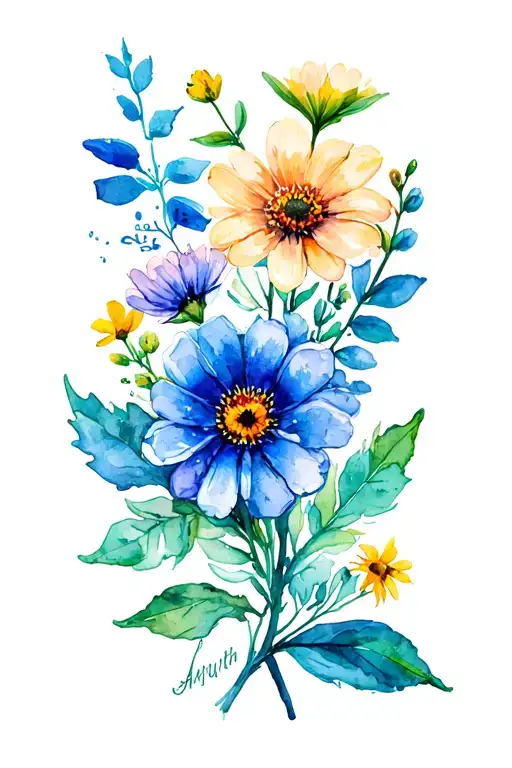birth month flowers bunch January April September July  tattoo design idea