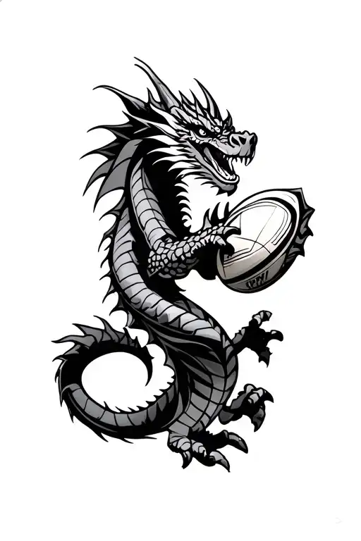 dragon catalan rugby player tattoo design idea