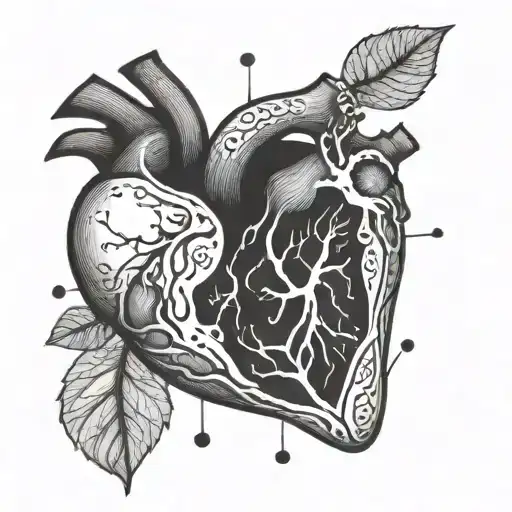 anatomical heart and the edges start to dissolve into points the farther you go outward tattoo design idea