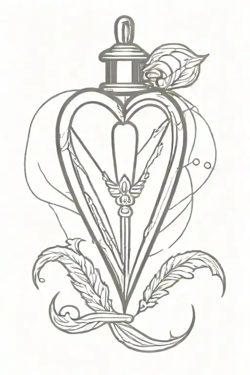dagger heart shaped locket tattoo design idea
