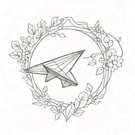 paper plane and vine tattoo design idea