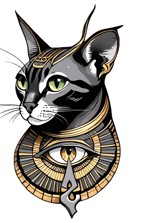 bastet, ankh symbol with eye tattoo design idea