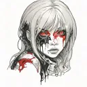 Black And White Anime Girl gore horror gothic Style  tattoo design idea