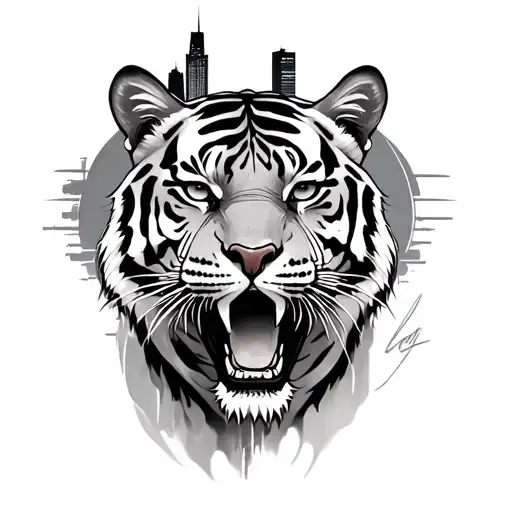 tiger and dallas skyline tattoo tattoo design idea