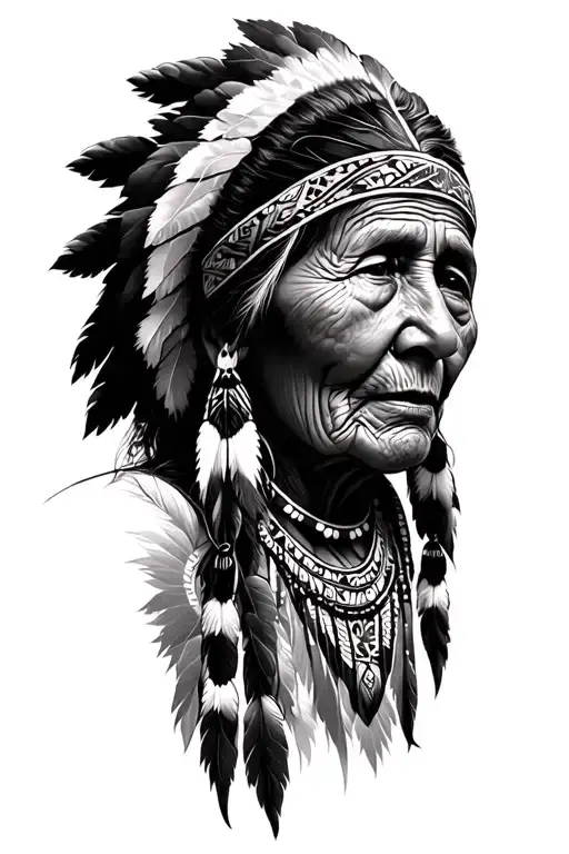 Tribute for Native American grandmother tattoo design idea