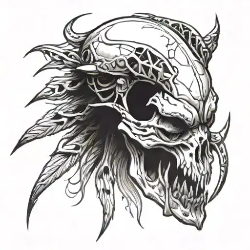predator skull tattoo design idea