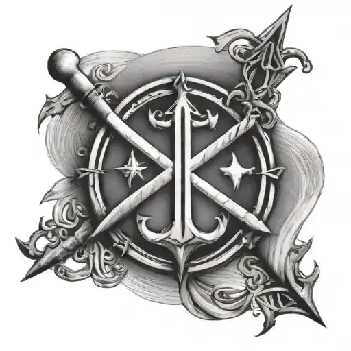 chi rho alpha and omega with anchor on bottom and YAHWEH in hebrew on top tattoo design idea