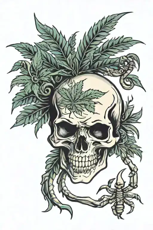marijuana skull and scorpion tattoo design idea
