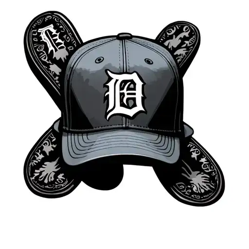 flip flops and detroit tigers baseball cap tattoo design idea