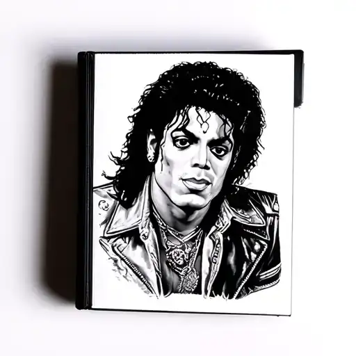 Small tattoo taking up the albums (off the wall, thriller, bad and dangerous) of Michael Jackson, iconic elements tattoo design idea