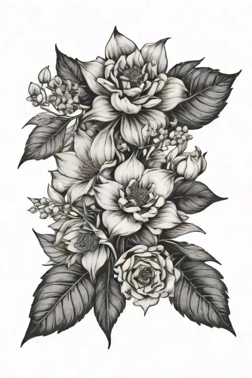 botanical tattoo design idea