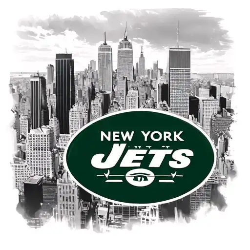 Nyc Skyline with New York jets logo incorporated tattoo design idea