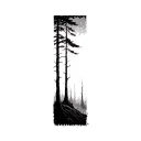 dense dark forest landscape tattoo design idea