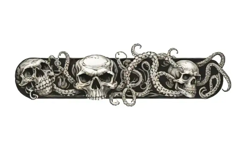 skull and bones and tentacles based on jean delvile arts inspired tattoo featuring tattoo design idea