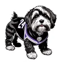 cockapoo with 24 la lakers jersey number tattoo design idea