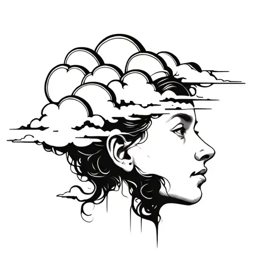 head in the clouds tattoo design idea