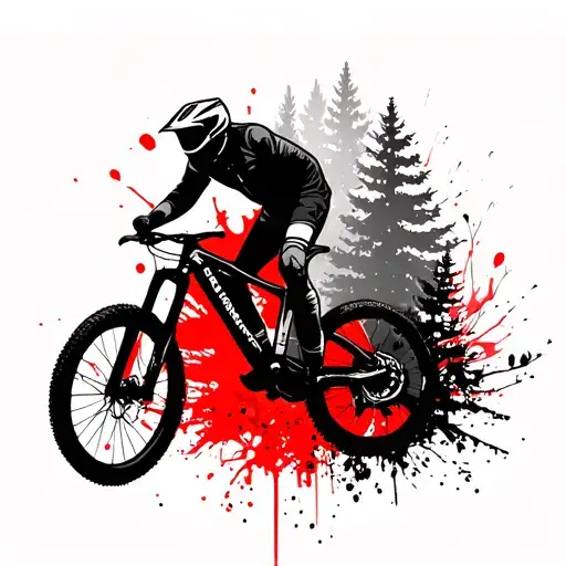 forest Mountain mtb donw hill tattoo design idea