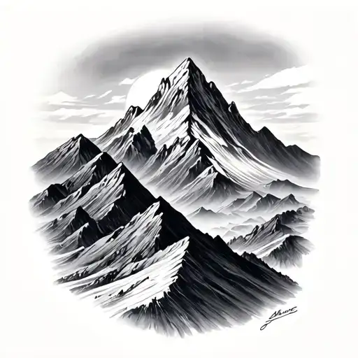 post op double mastectomy transgender non binary top surgery, no nipple grafts, black and white mountain range, laid out tattoo design idea