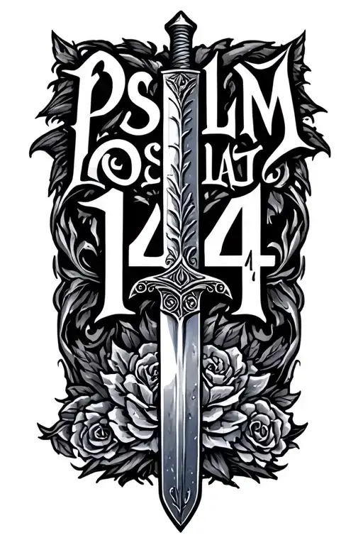 "Psalm 144 1" Roman gladius sword Virgo tattoo design idea