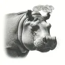 realistic hippo tattoo design idea