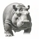 realistic hippo tattoo design idea