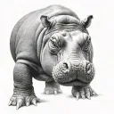 realistic hippo tattoo design idea