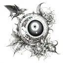 yin yang compass tattoo design idea