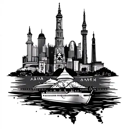 A tattoo design showcasing iconic landmarks from Asia, Europe, and South America in a cohesive and visually striking composition tattoo design idea