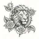 lion Viking roses growing inside tattoo design idea