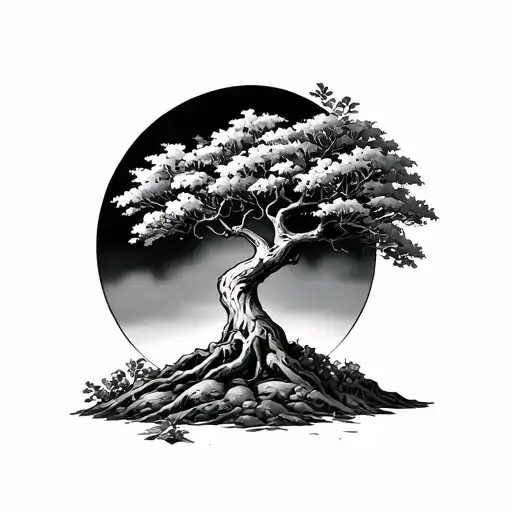 anker and peach tree tattoo design idea