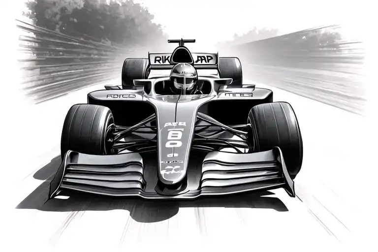 one line outlining f1 car tattoo design idea